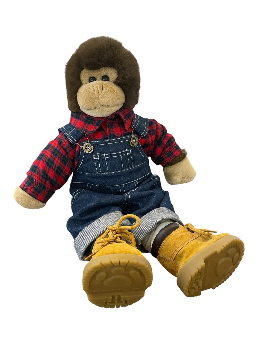 Vintage Build A Bear Workshop 17” Brown Stuffed Monkey With Outfit